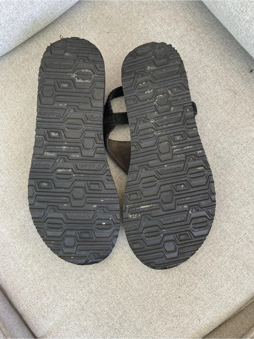 Skechers Black Beaded T-Strap Sandals